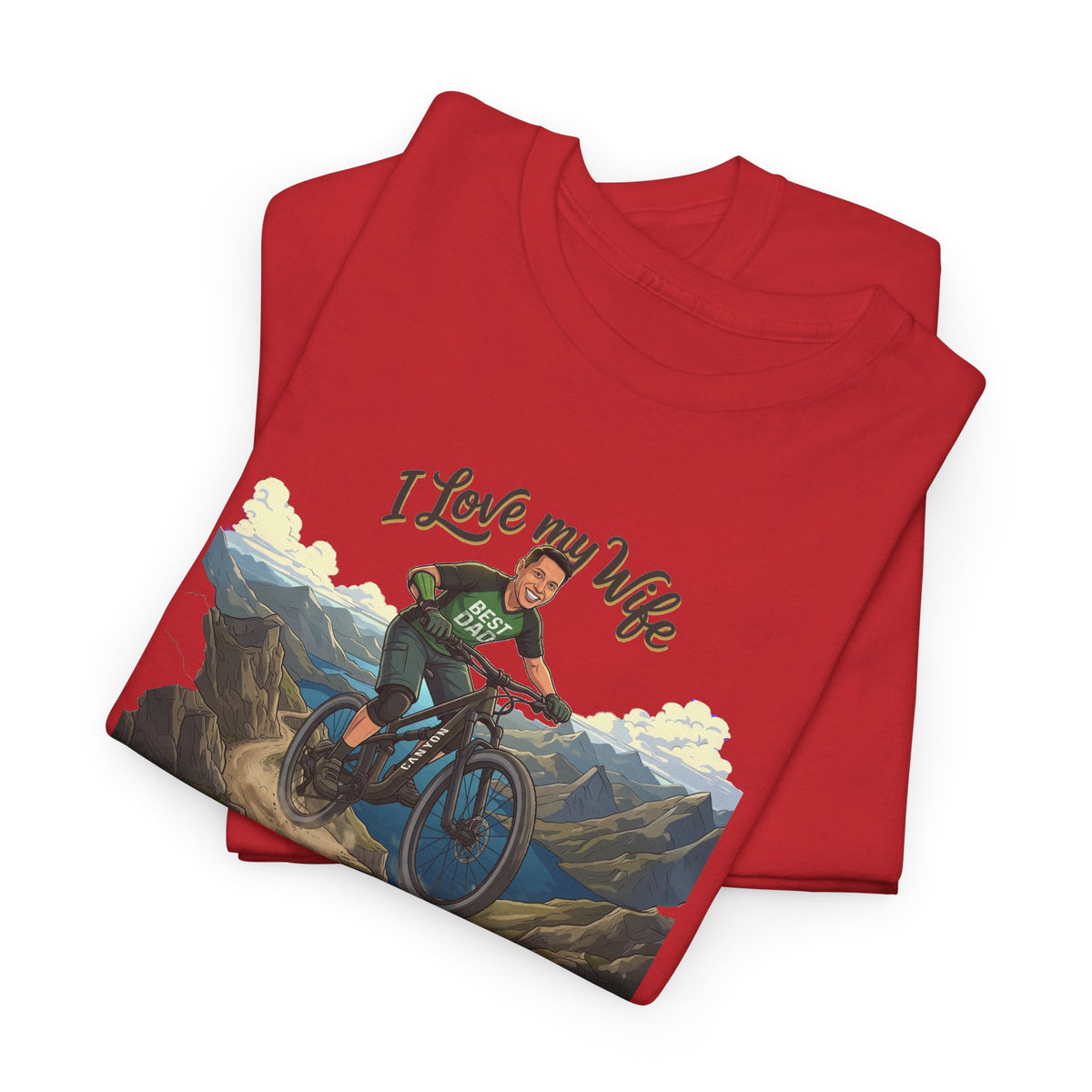 I Love My Wife Mountain Bike T-Shirt – Personalized - Funny MTB Husband Cycling Shirt Gift for Dad