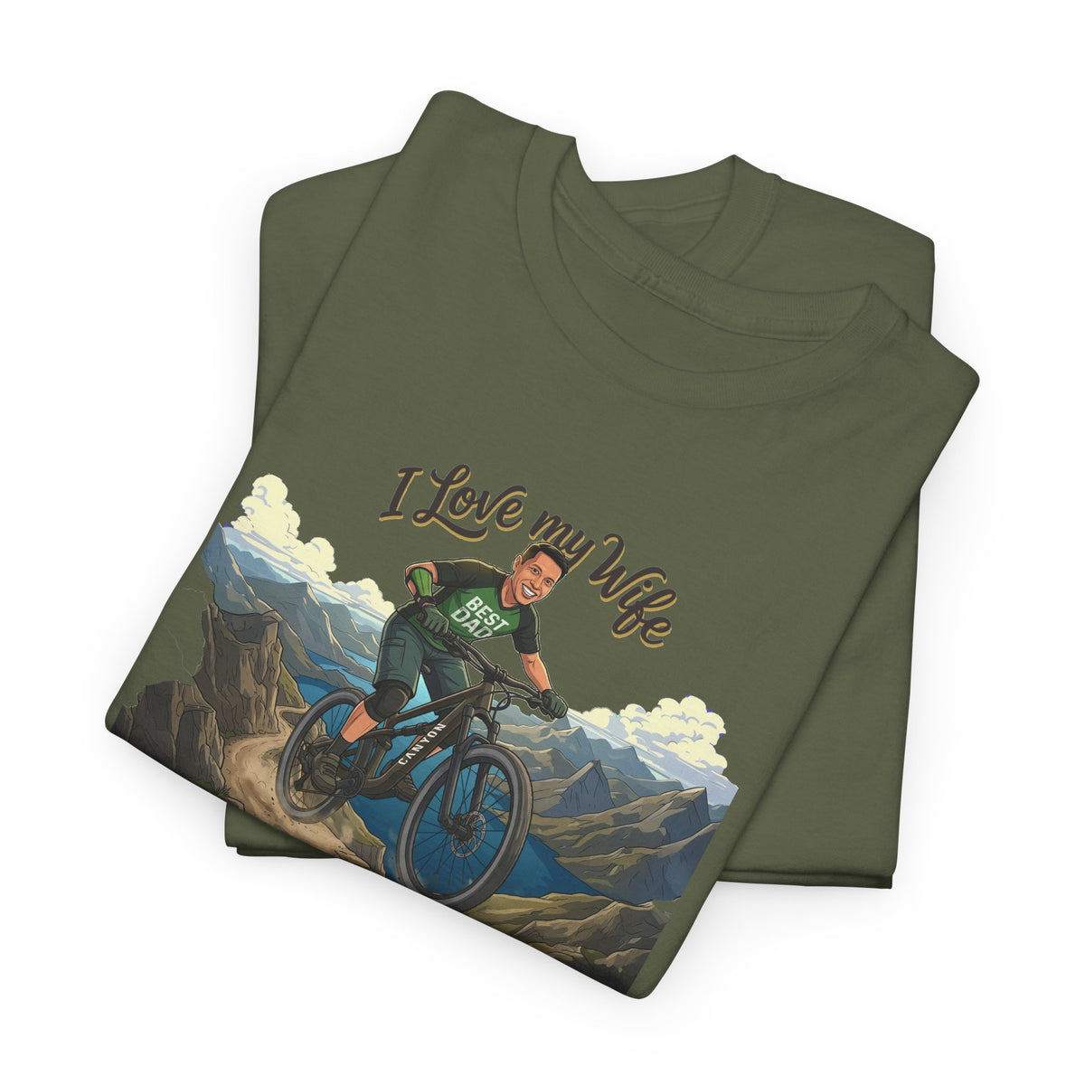 I Love My Wife Mountain Bike T-Shirt – Personalized - Funny MTB Husband Cycling Shirt Gift for Dad