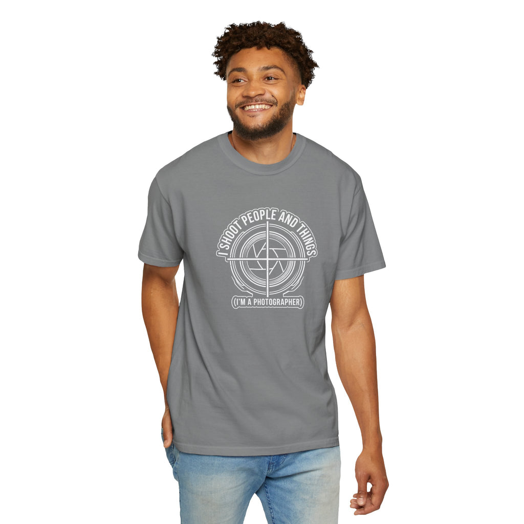 Photographer T-Shirt — “I Shoot People and Things (I’m a Photographer)” Graphic Tee