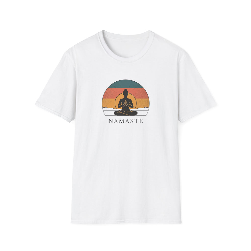 Namaste Yoga T-Shirt — Vintage Sunset Meditation Tee