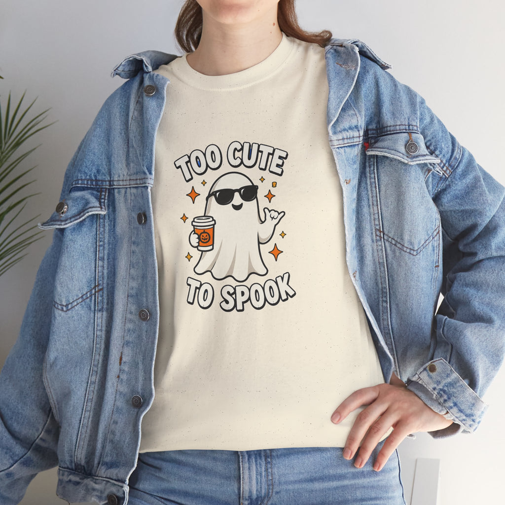 Too Cute To Spook Halloween Shirt – Ghost Coffee Cup Tee | Cute Fall Gift