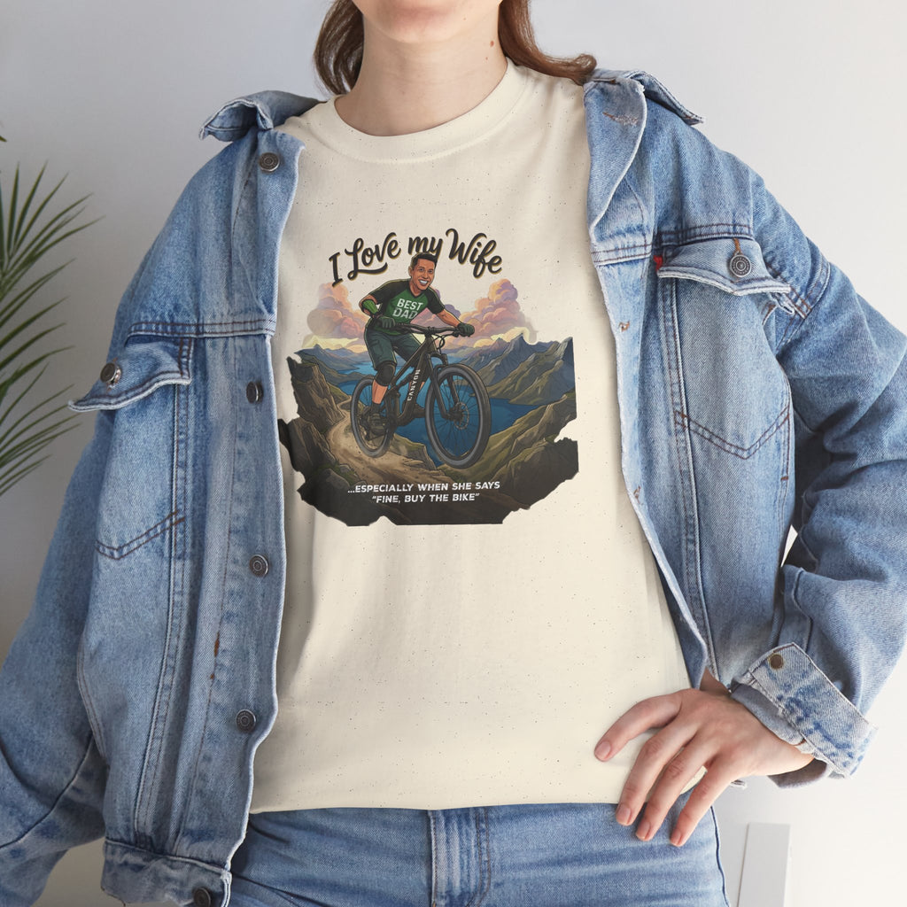 I Love My Wife Mountain Bike T-Shirt – Funny MTB Husband Cycling Shirt Gift for Dad