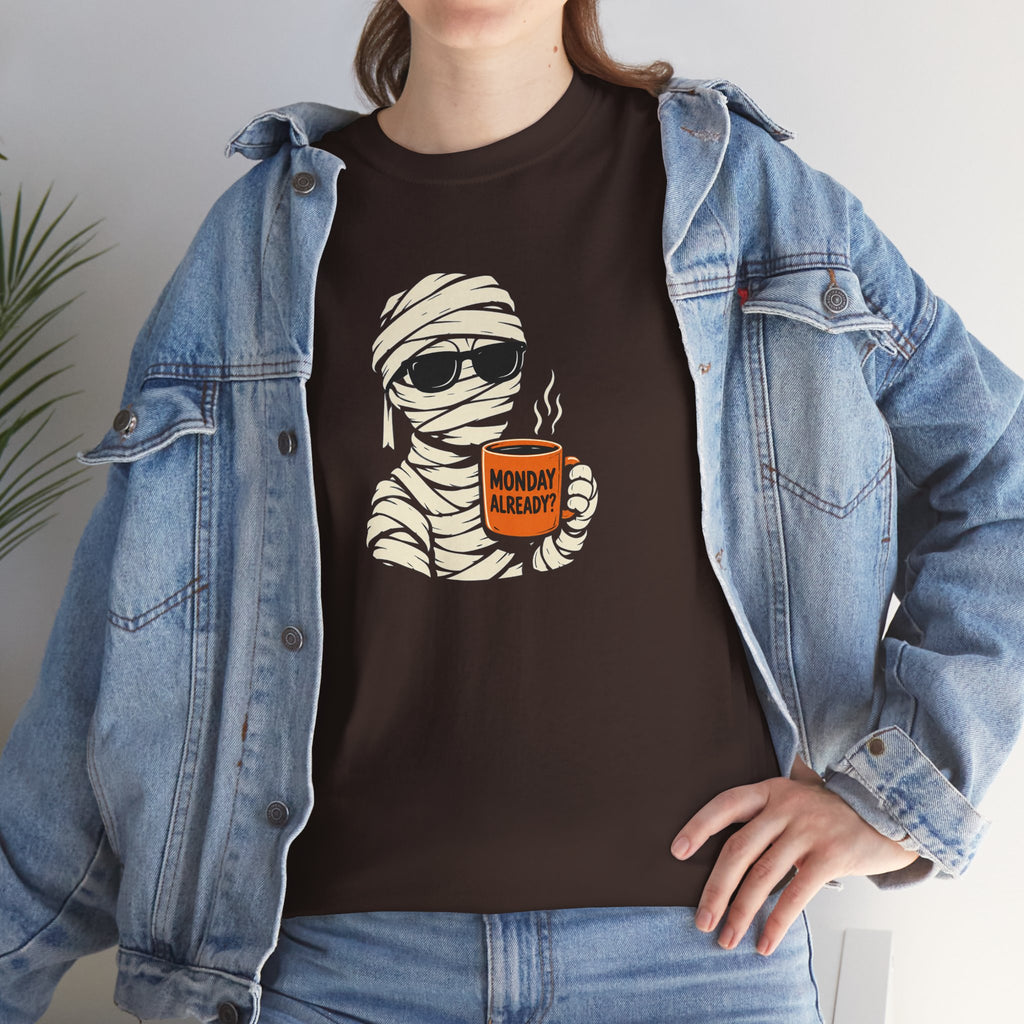 Mummy Halloween T-Shirt – Monday Already Coffee Tee | Funny Spooky Shirt