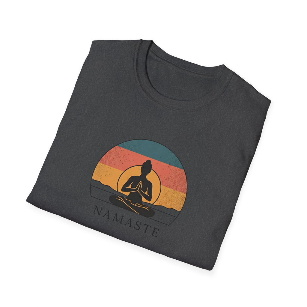 Namaste Yoga T-Shirt — Vintage Sunset Meditation Tee
