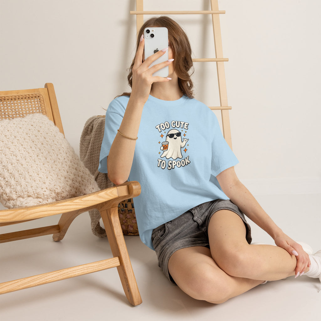 Too Cute To Spook Halloween Shirt – Ghost Coffee Cup Tee | Cute Fall Gift