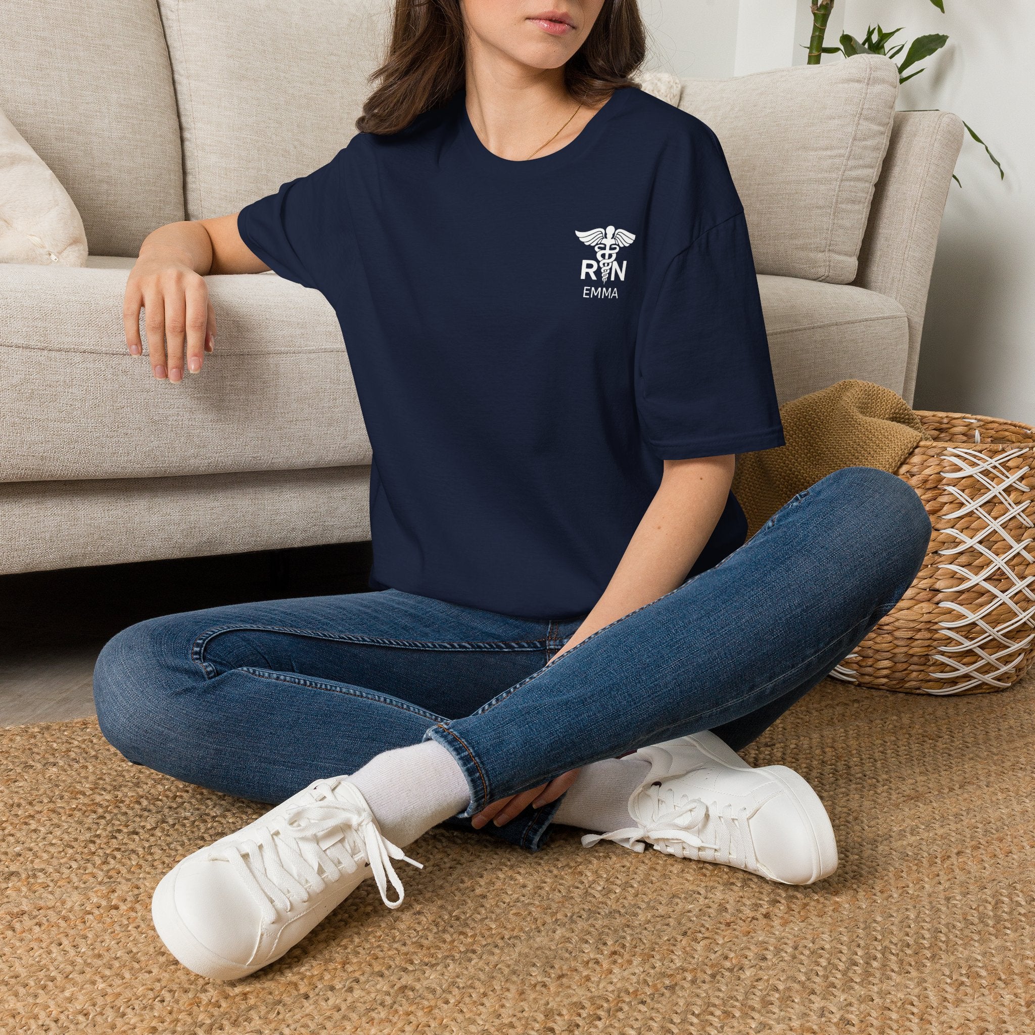 RN Nurse T‑Shirt — Personalized Caduceus Logo Tee with Name