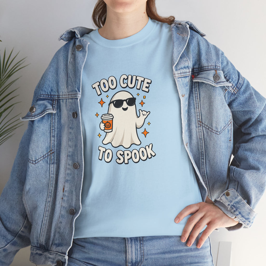 Too Cute To Spook Halloween Shirt – Ghost Coffee Cup Tee | Cute Fall Gift