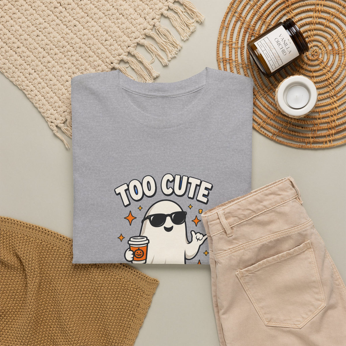 Too Cute To Spook Halloween Shirt – Ghost Coffee Cup Tee | Cute Fall Gift