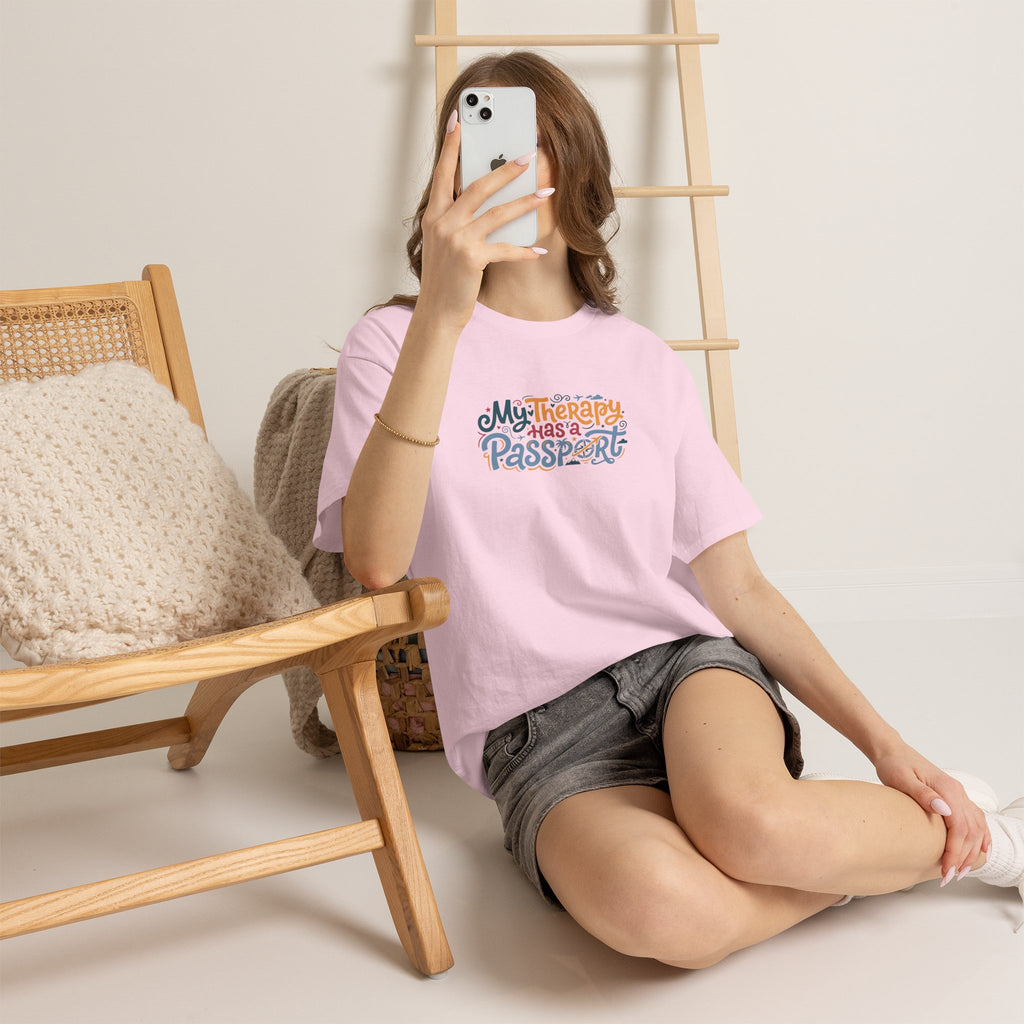 T-Shirt — "My Therapy Has a Passport" Travel Therapy Tee