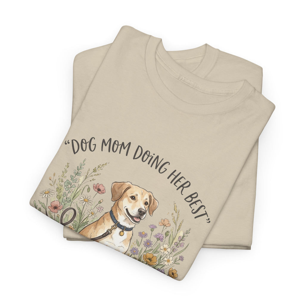 Dog Mom Tee — "Dog Mom Doing Her Best" Floral Labrador Shirt