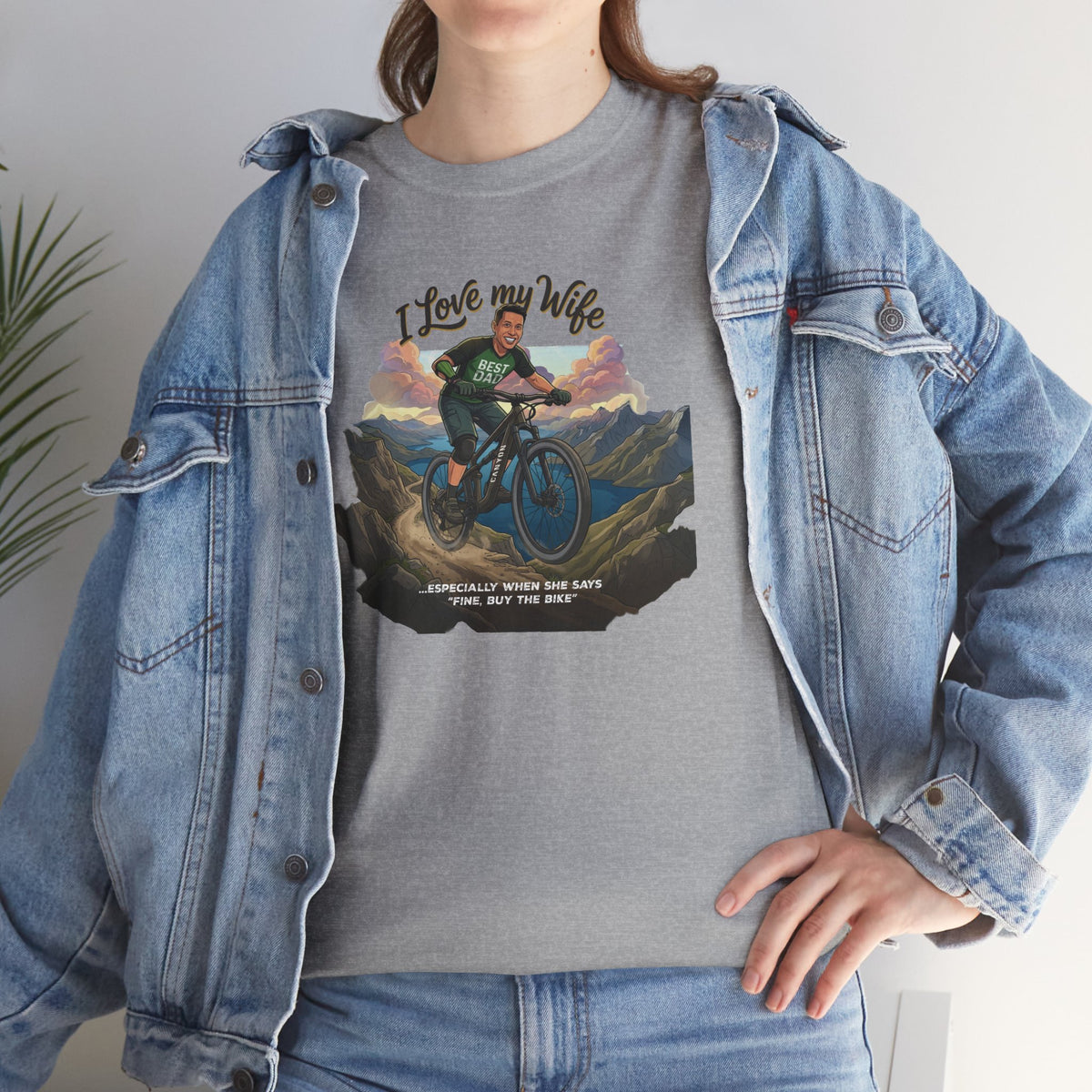 I Love My Wife Mountain Bike T-Shirt – Funny MTB Husband Cycling Shirt Gift for Dad