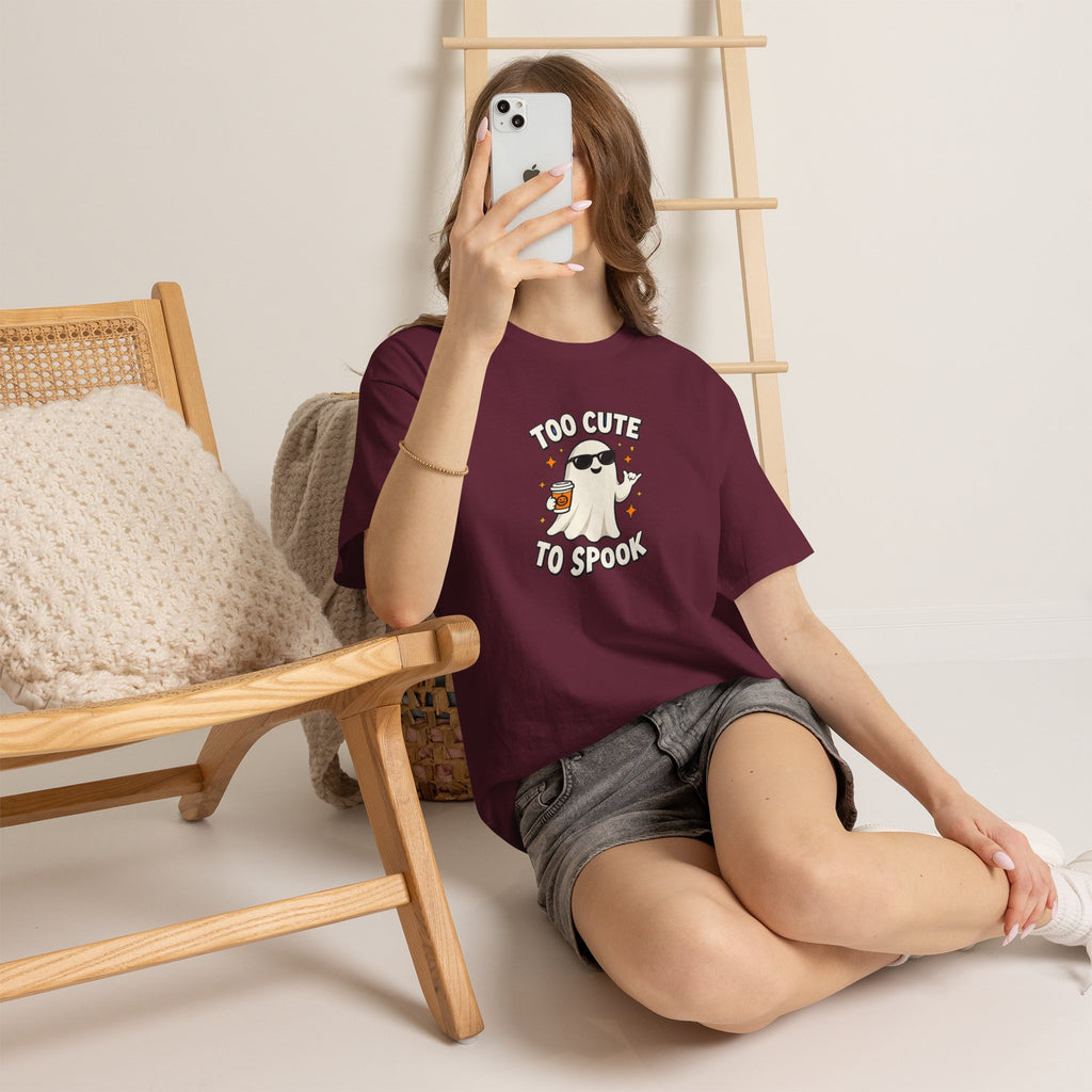 Too Cute To Spook Halloween Shirt – Ghost Coffee Cup Tee | Cute Fall Gift