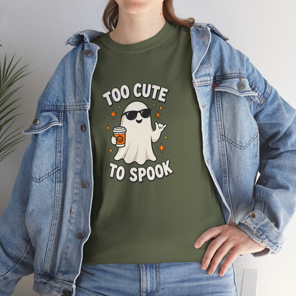 Too Cute To Spook Halloween Shirt – Ghost Coffee Cup Tee | Cute Fall Gift