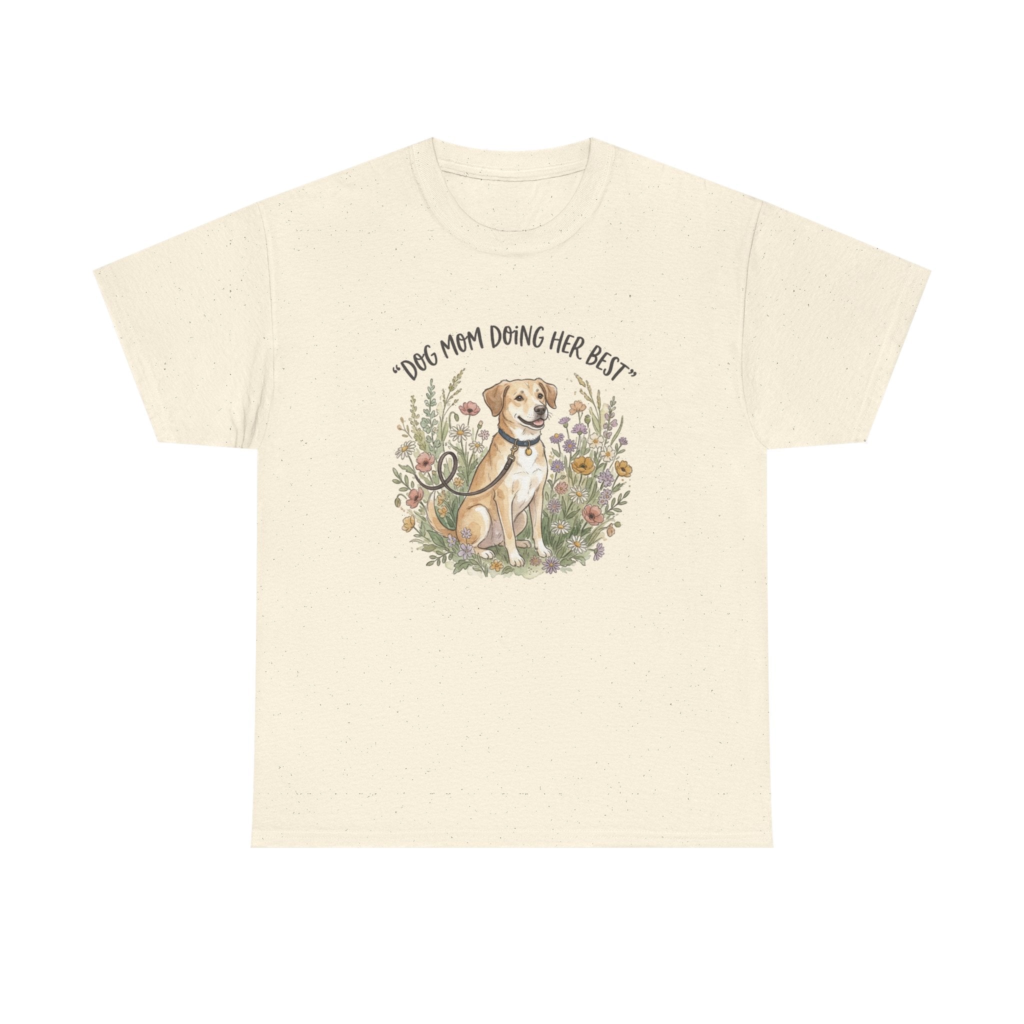 Dog Mom Tee — "Dog Mom Doing Her Best" Floral Labrador Shirt