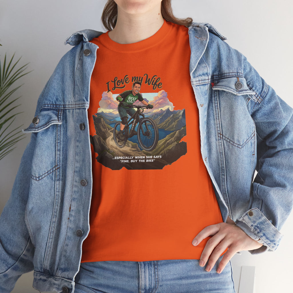 I Love My Wife Mountain Bike T-Shirt – Funny MTB Husband Cycling Shirt Gift for Dad