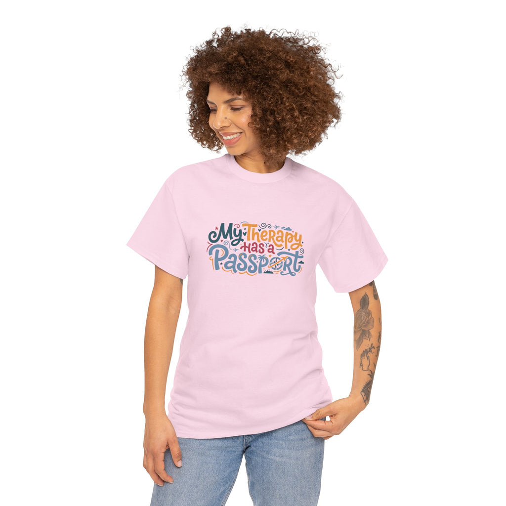 T-Shirt — "My Therapy Has a Passport" Travel Therapy Tee