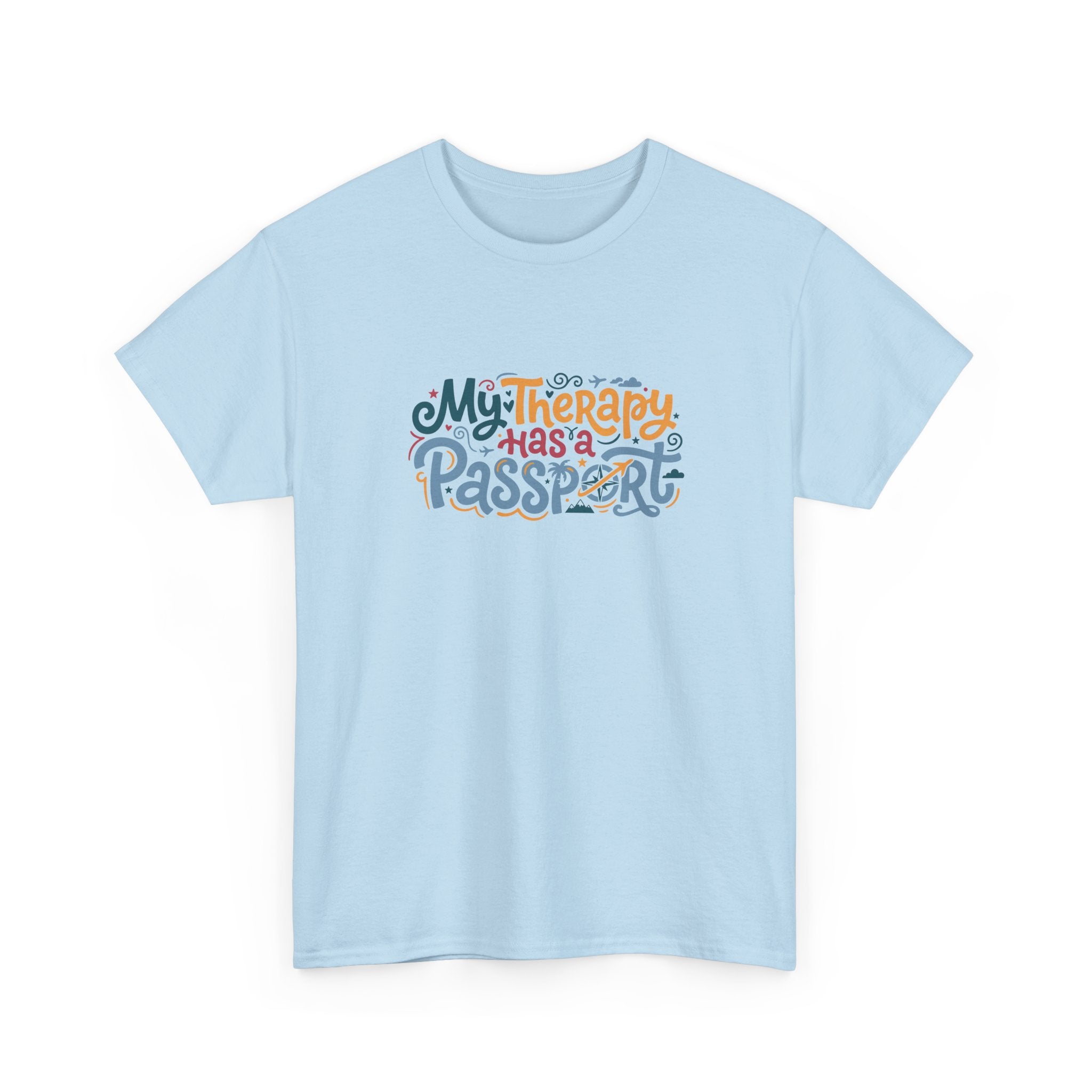 T-Shirt — "My Therapy Has a Passport" Travel Therapy Tee