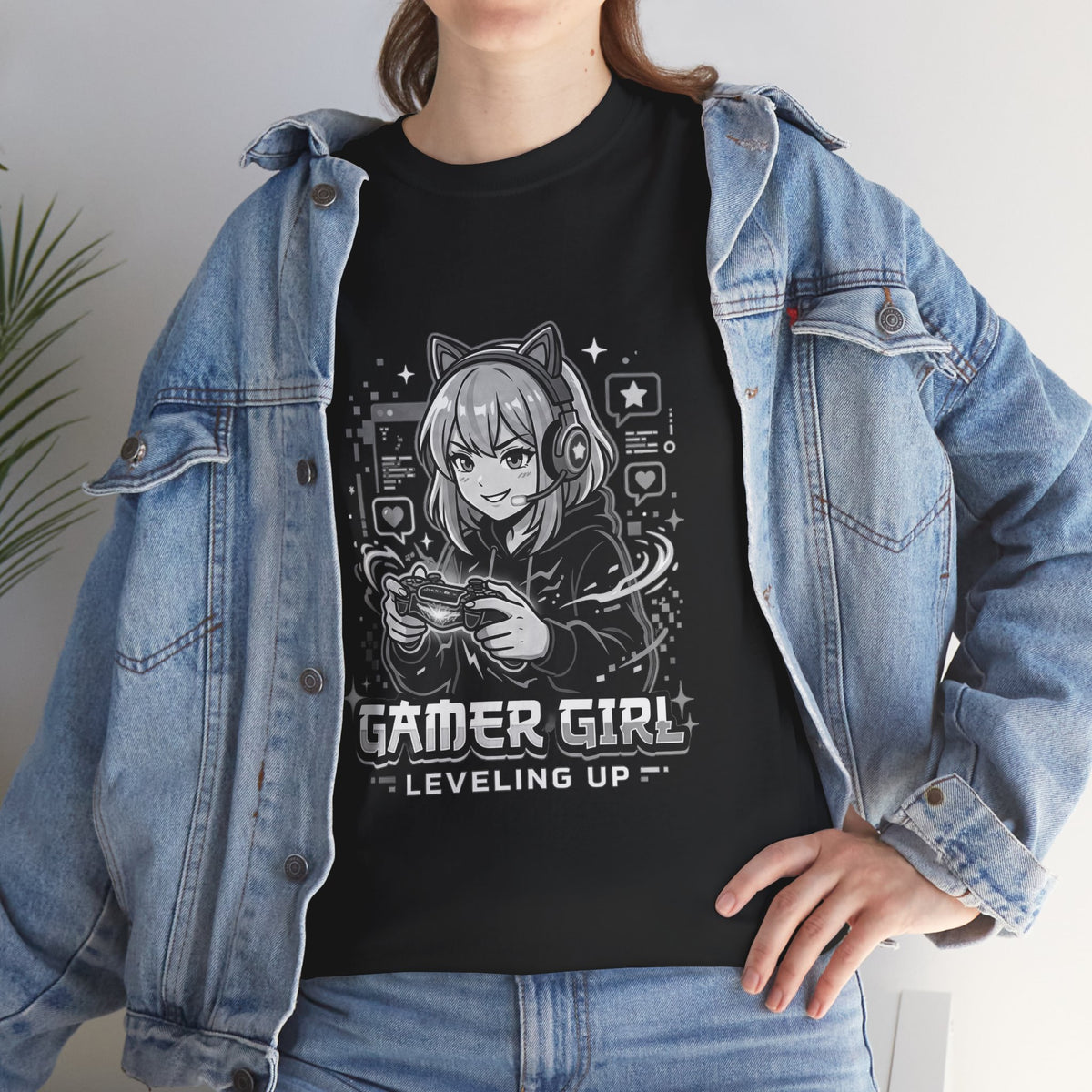 Gamer Girl Tee — 'Gamer Girl Leveling Up' Cute Anime Controller T‑Shirt