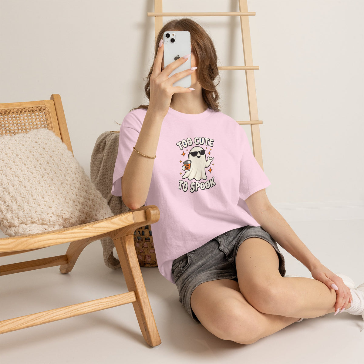 Too Cute To Spook Halloween Shirt – Ghost Coffee Cup Tee | Cute Fall Gift