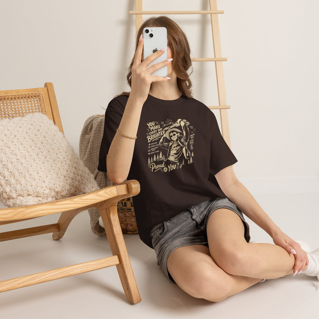 Vintage Cowboy Tee — "You Make Every Day Brighter / Proud of You" Inspirational Western T‑Shirt