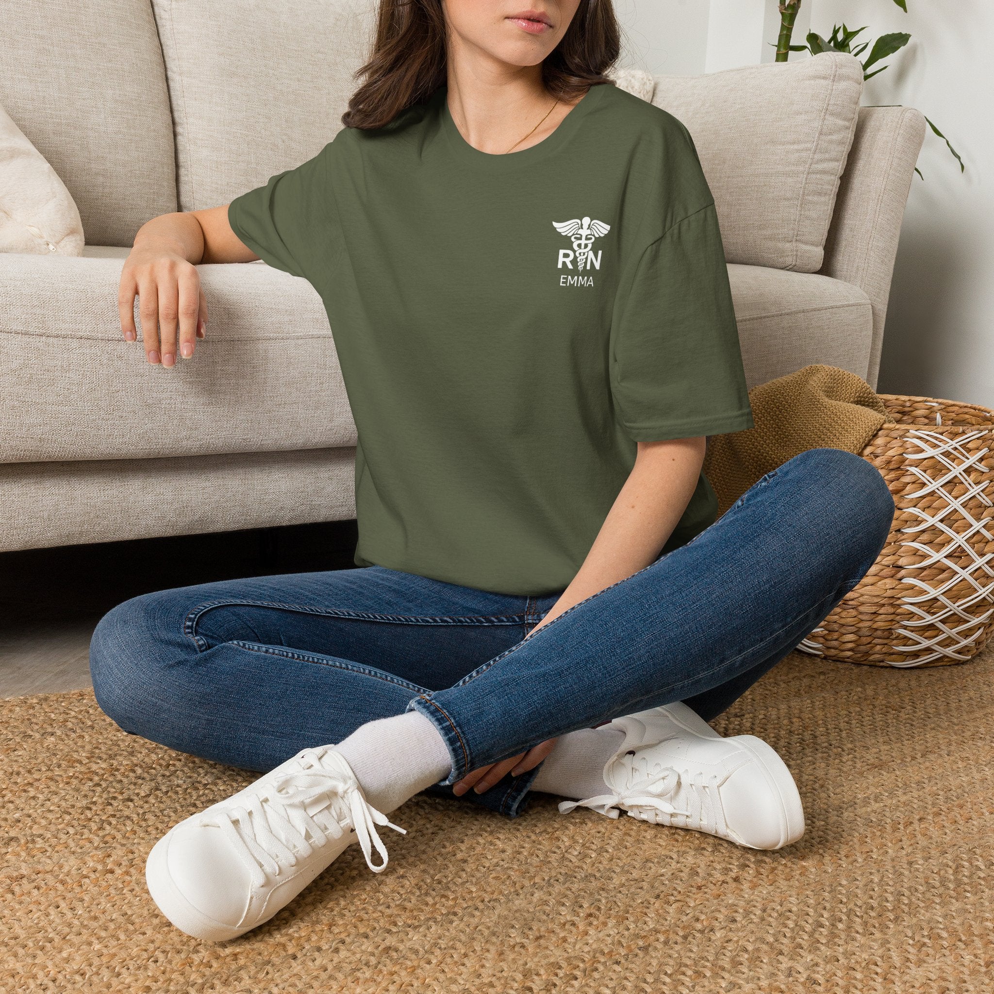 RN Nurse T‑Shirt — Personalized Caduceus Logo Tee with Name