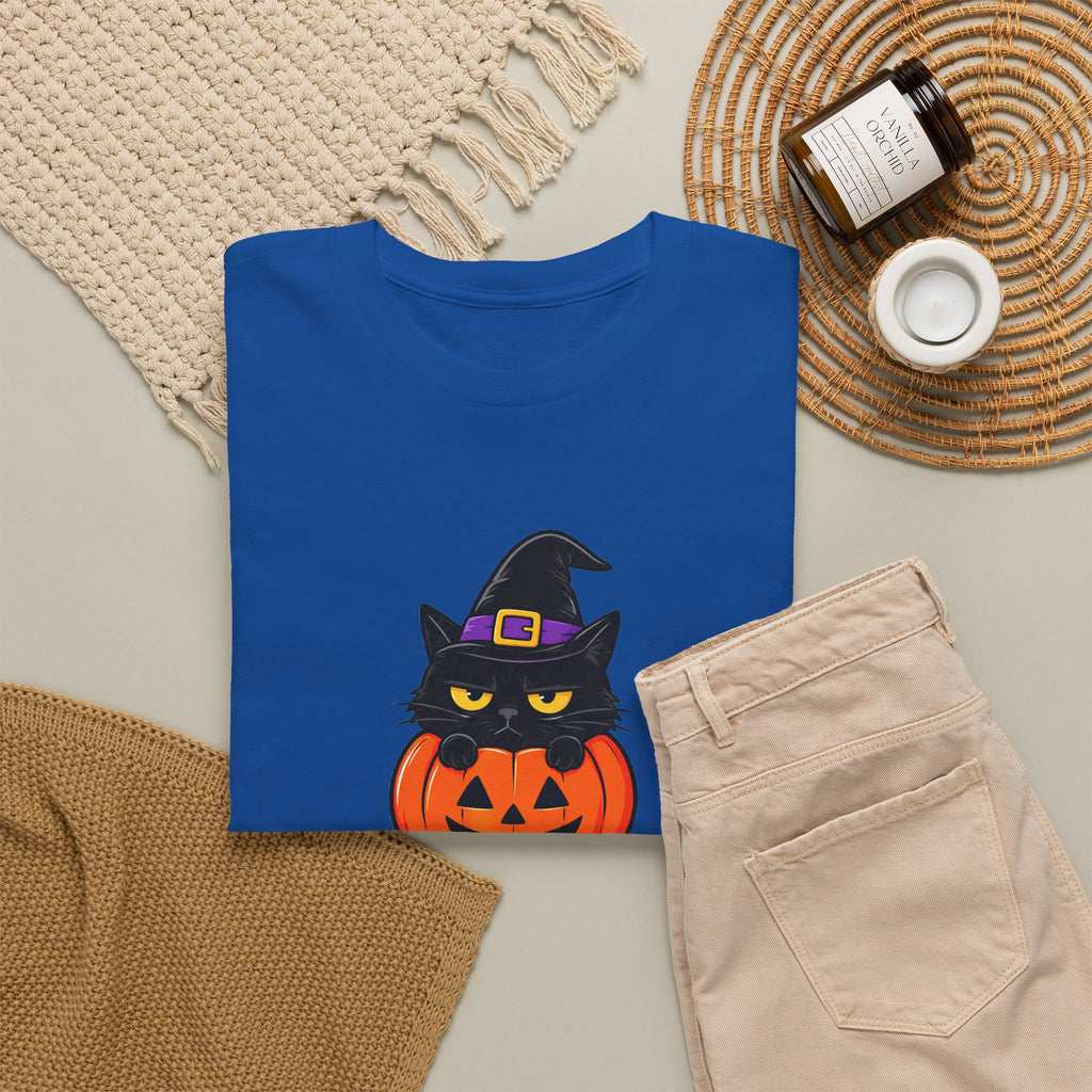 Halloween Cat T-Shirt – I’m Just Here For The Treats Pumpkin Witch Tee