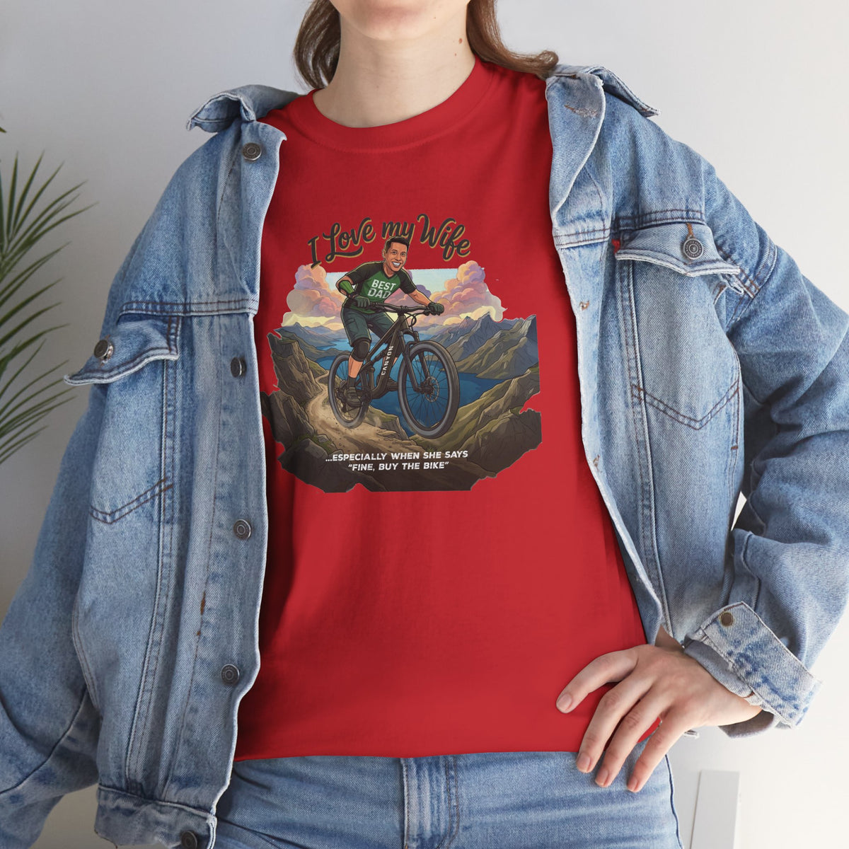 I Love My Wife Mountain Bike T-Shirt – Funny MTB Husband Cycling Shirt Gift for Dad