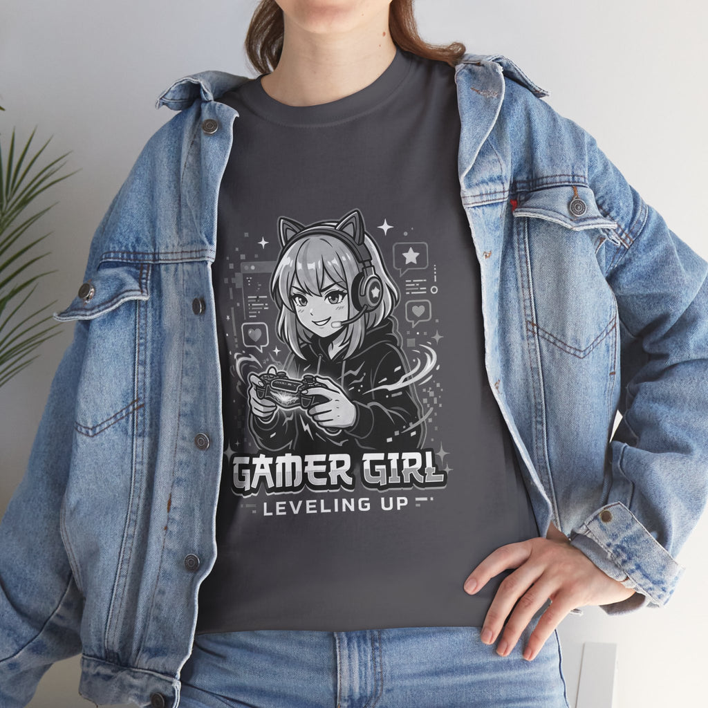Gamer Girl Tee — 'Gamer Girl Leveling Up' Cute Anime Controller T‑Shirt
