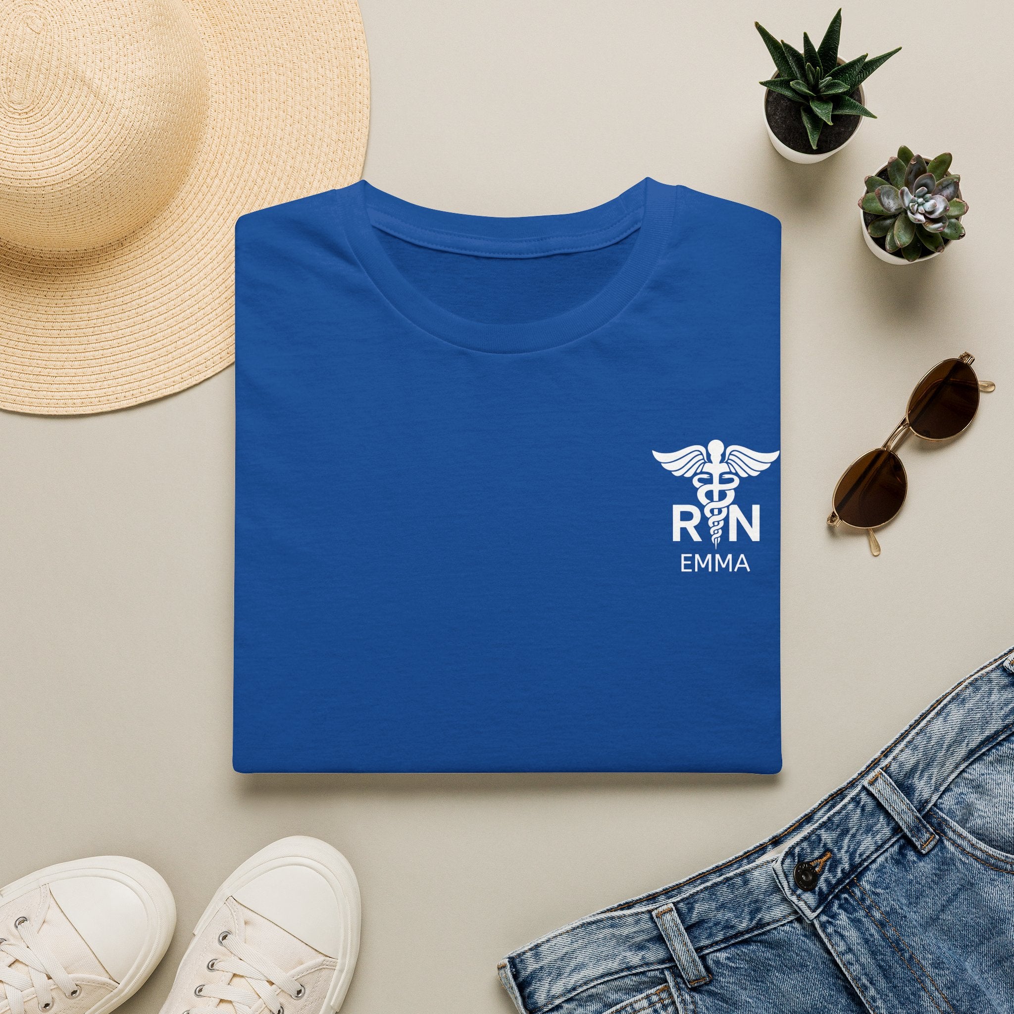 RN Nurse T‑Shirt — Personalized Caduceus Logo Tee with Name