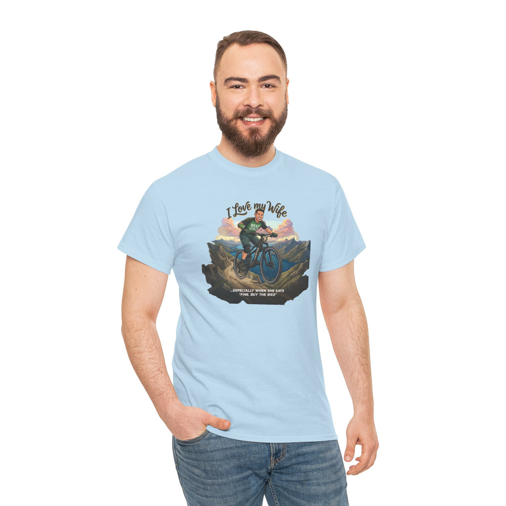 I Love My Wife Mountain Bike T-Shirt – Funny MTB Husband Cycling Shirt Gift for Dad
