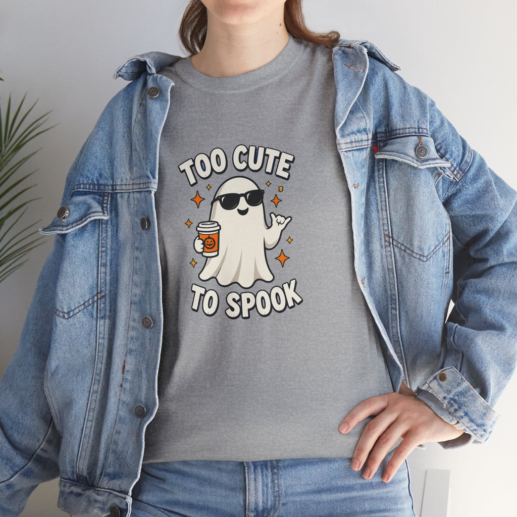 Too Cute To Spook Halloween Shirt – Ghost Coffee Cup Tee | Cute Fall Gift