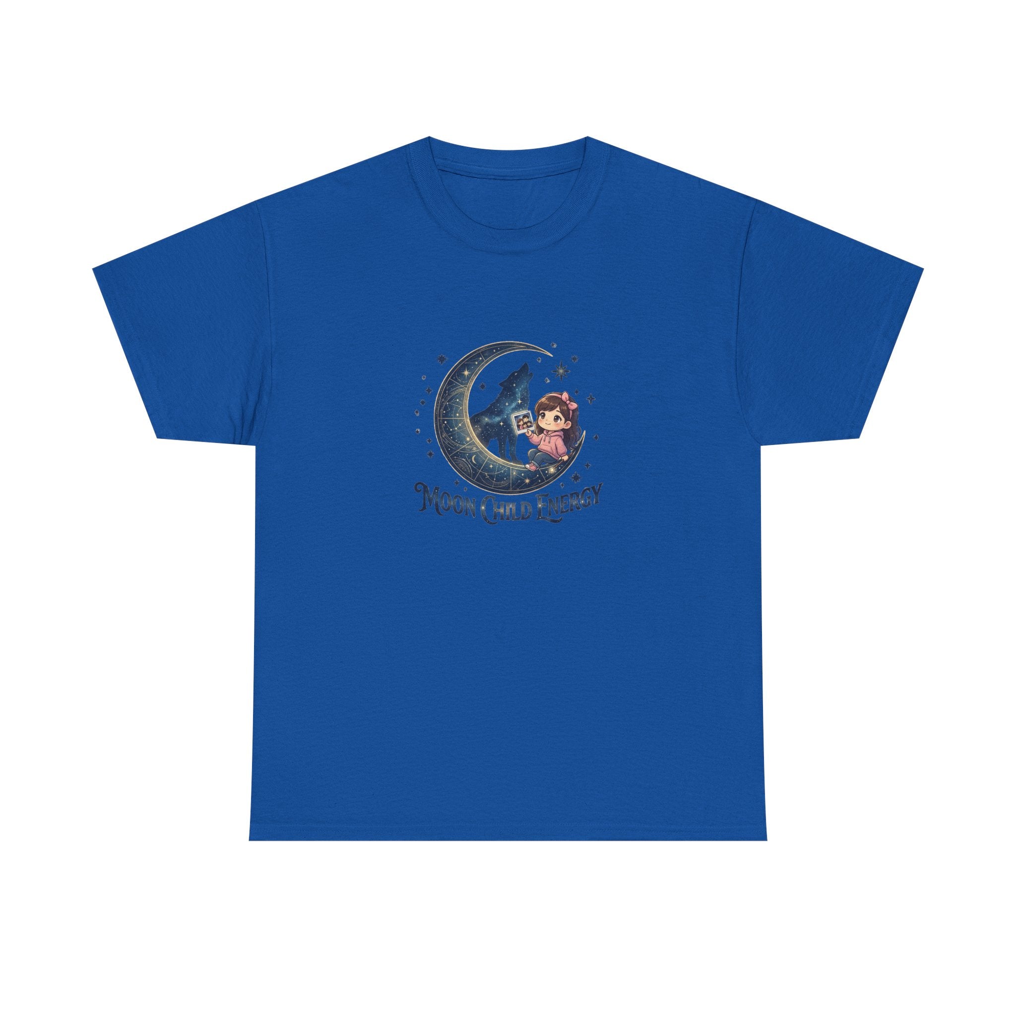 Moon Child Energy T-Shirt — Cute Wolf & Moon Graphic Tee