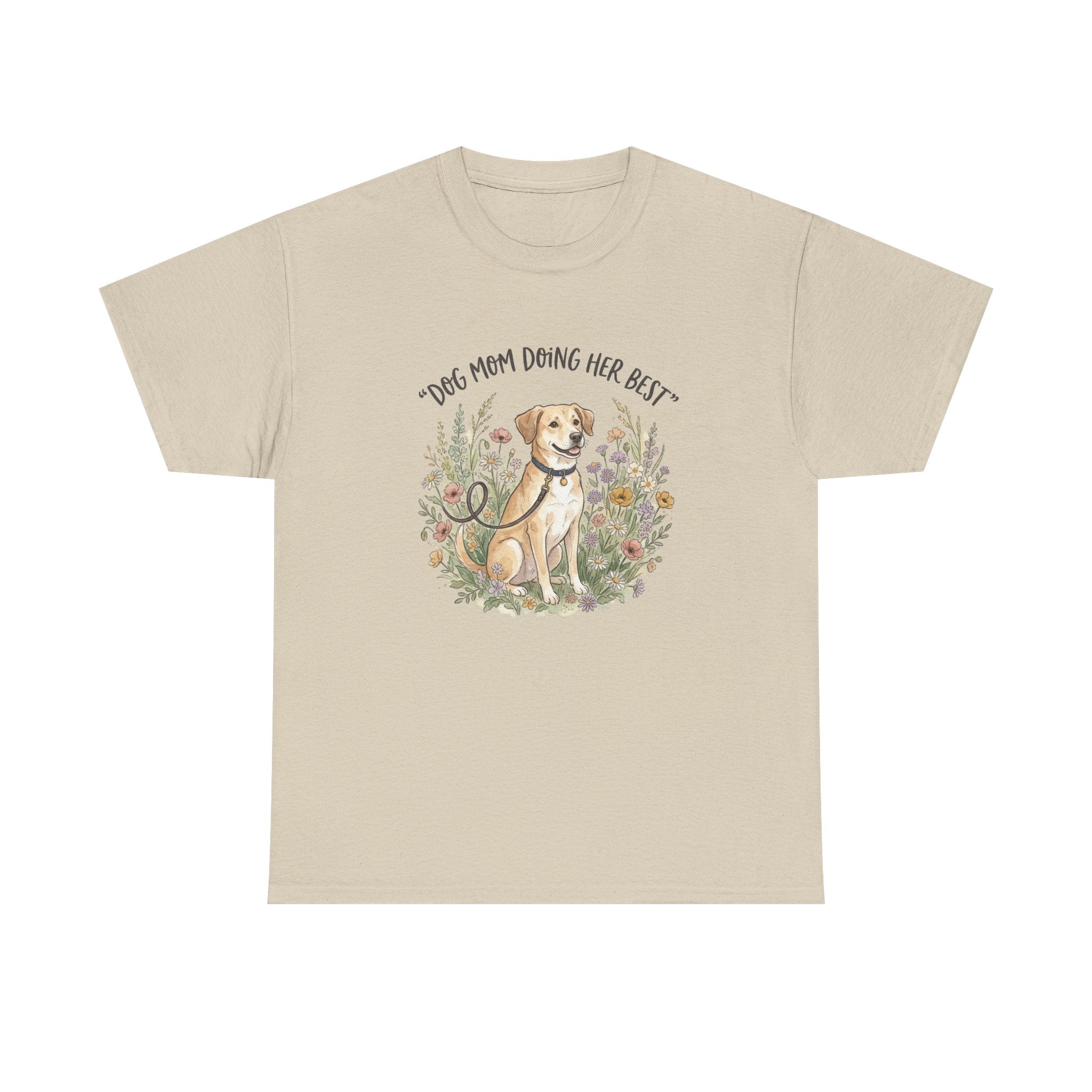 Dog Mom Tee — "Dog Mom Doing Her Best" Floral Labrador Shirt