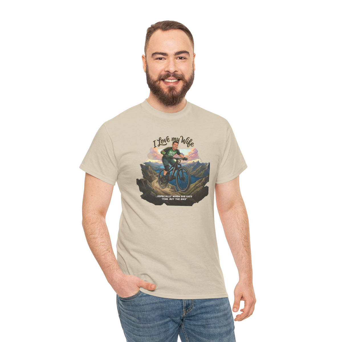 I Love My Wife Mountain Bike T-Shirt – Funny MTB Husband Cycling Shirt Gift for Dad