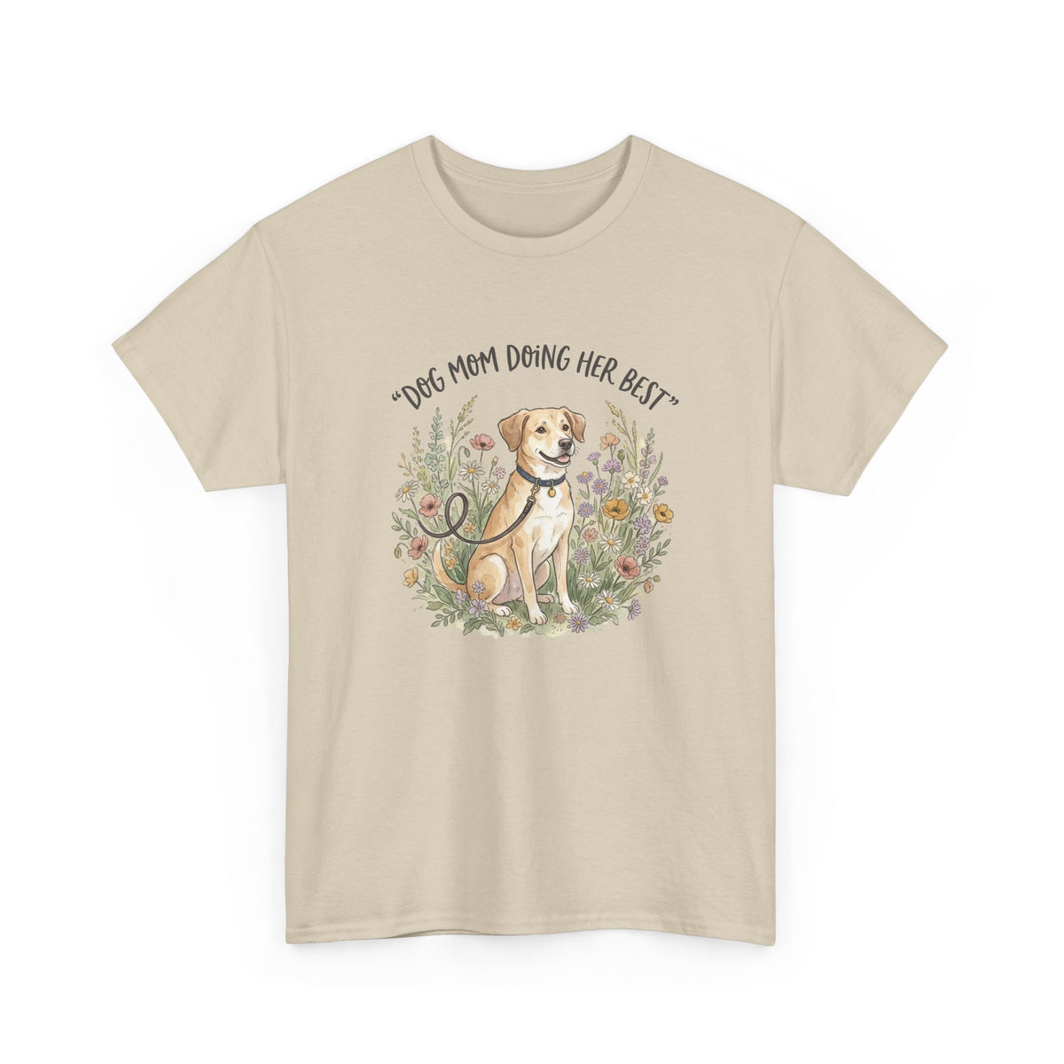 Dog Mom Tee — "Dog Mom Doing Her Best" Floral Labrador Shirt