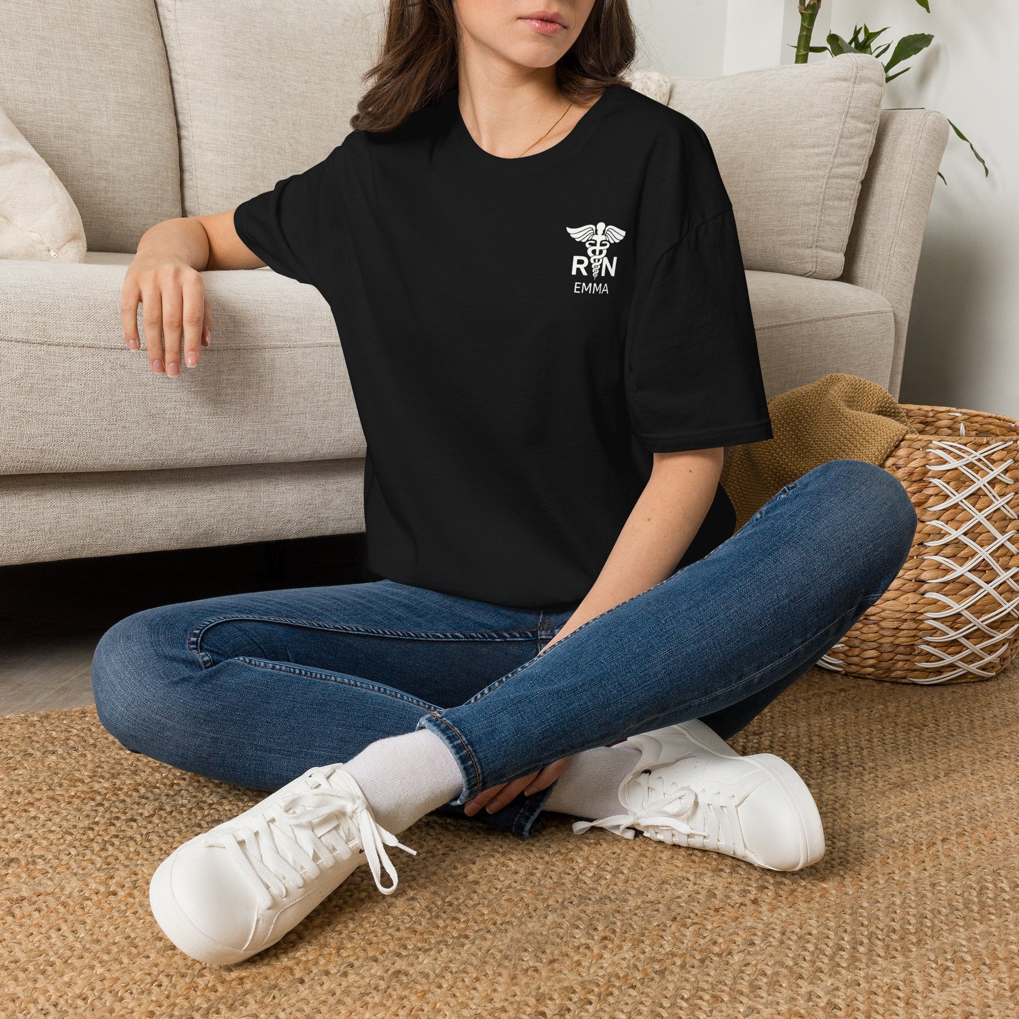 RN Nurse T‑Shirt — Personalized Caduceus Logo Tee with Name