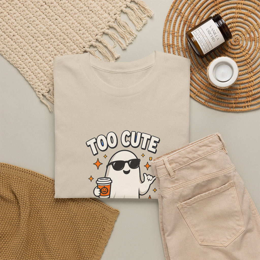 Too Cute To Spook Halloween Shirt – Ghost Coffee Cup Tee | Cute Fall Gift