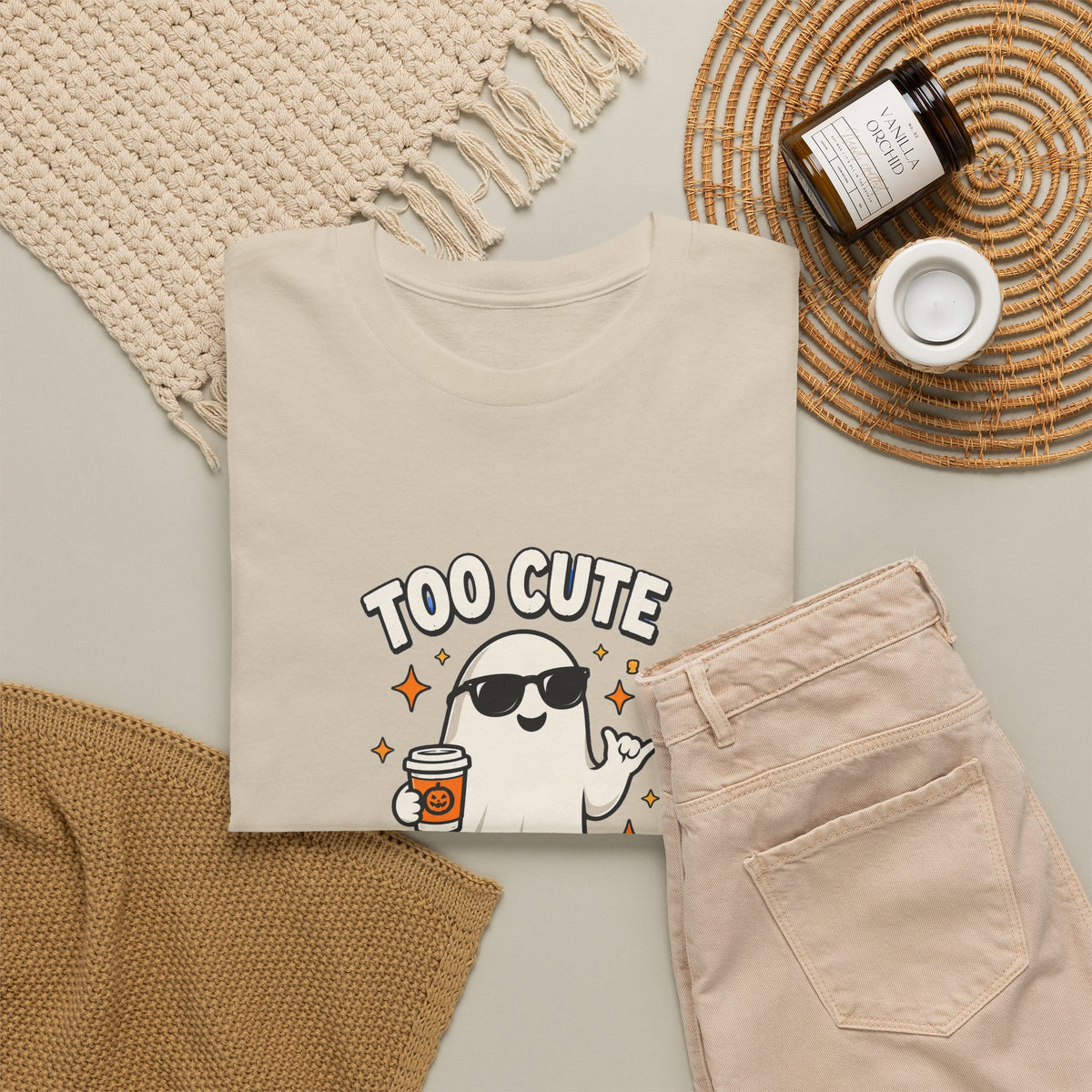 Too Cute To Spook Halloween Shirt – Ghost Coffee Cup Tee | Cute Fall Gift
