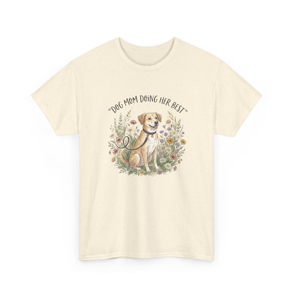 Dog Mom Tee — "Dog Mom Doing Her Best" Floral Labrador Shirt
