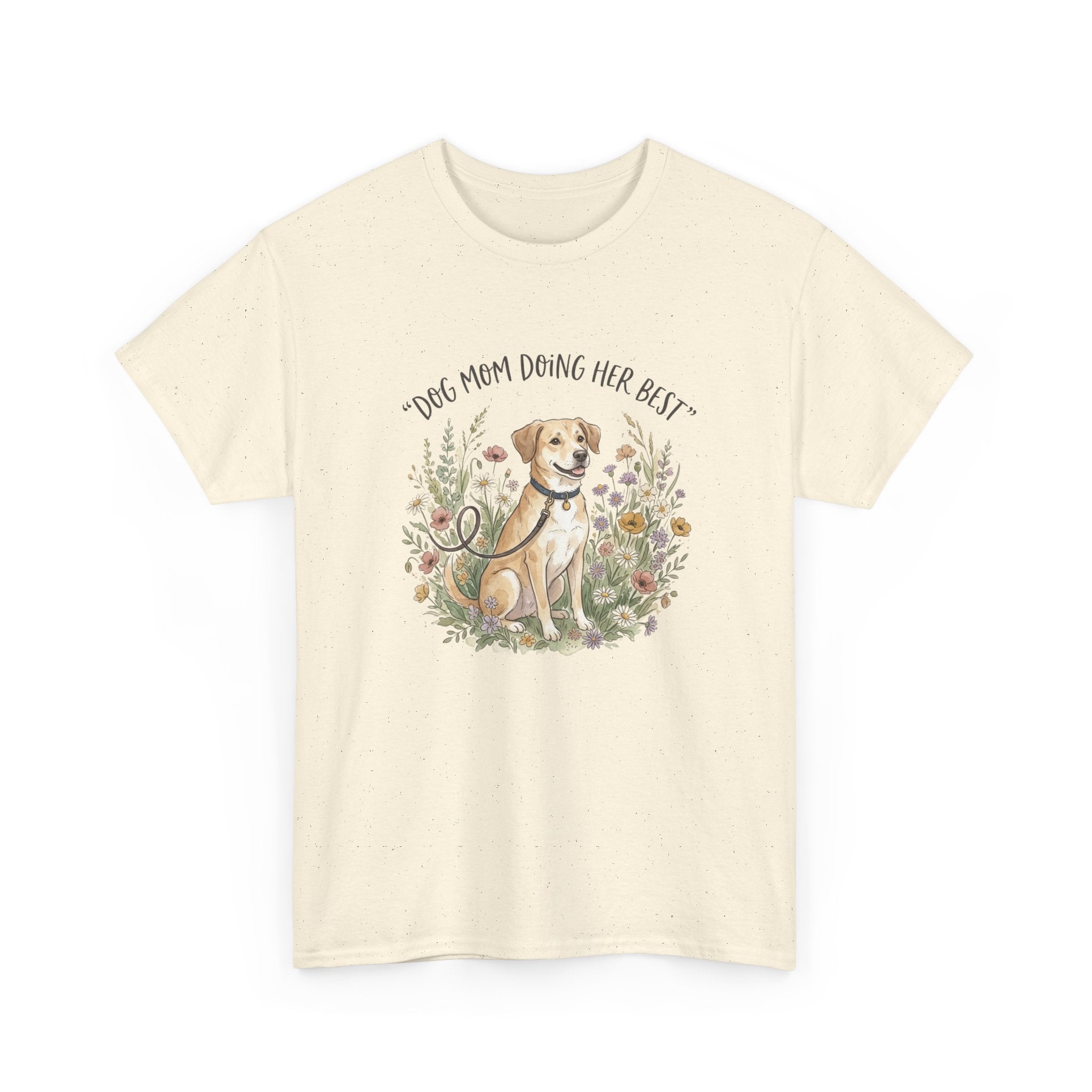 Dog Mom Tee — "Dog Mom Doing Her Best" Floral Labrador Shirt