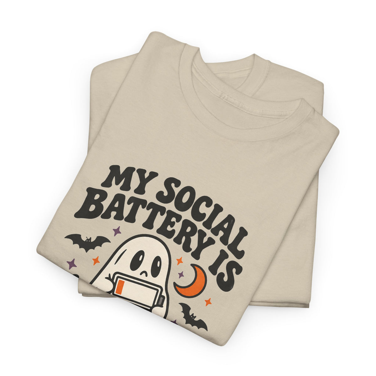 Funny Halloween T-Shirt - My Social Battery's Haunted Ghost Tee | Introvert Gift