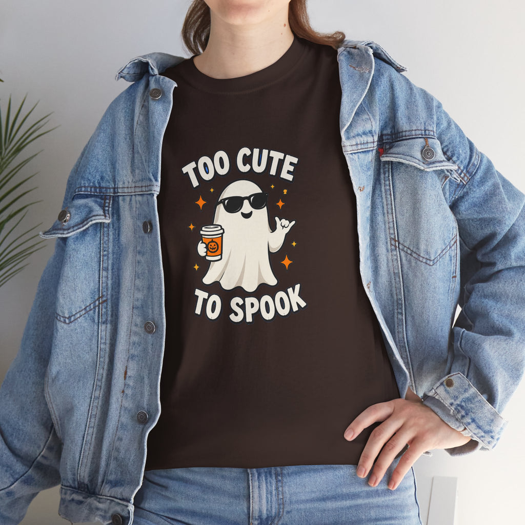 Too Cute To Spook Halloween Shirt – Ghost Coffee Cup Tee | Cute Fall Gift