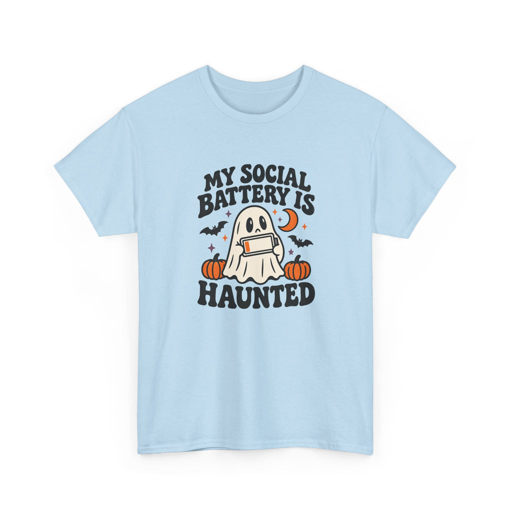Funny Halloween T-Shirt - My Social Battery's Haunted Ghost Tee | Introvert Gift