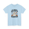 Funny Halloween T-Shirt - My Social Battery's Haunted Ghost Tee | Introvert Gift