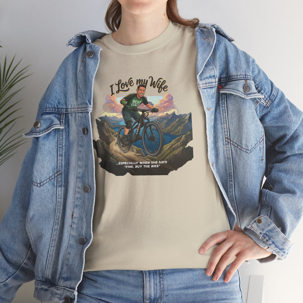 I Love My Wife Mountain Bike T-Shirt – Funny MTB Husband Cycling Shirt Gift for Dad