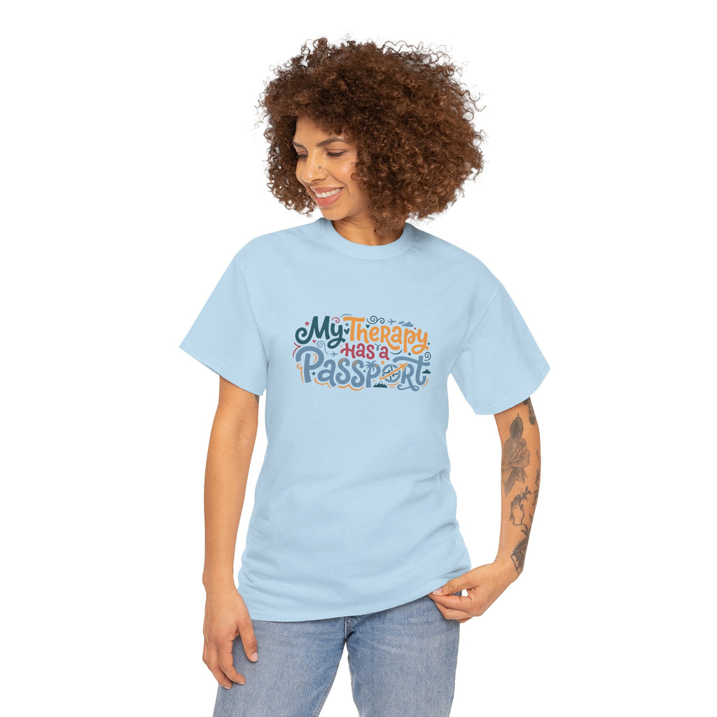 T-Shirt — "My Therapy Has a Passport" Travel Therapy Tee