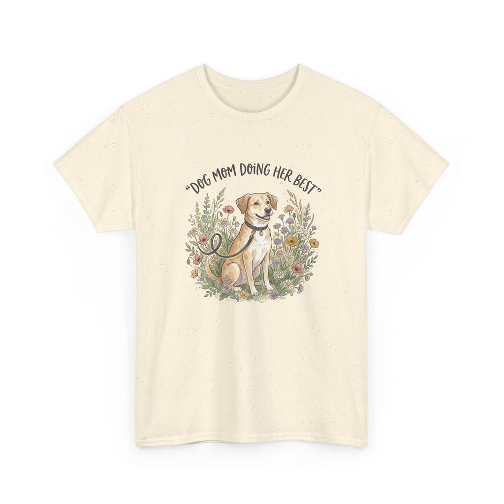 Dog Mom Tee — "Dog Mom Doing Her Best" Floral Labrador Shirt