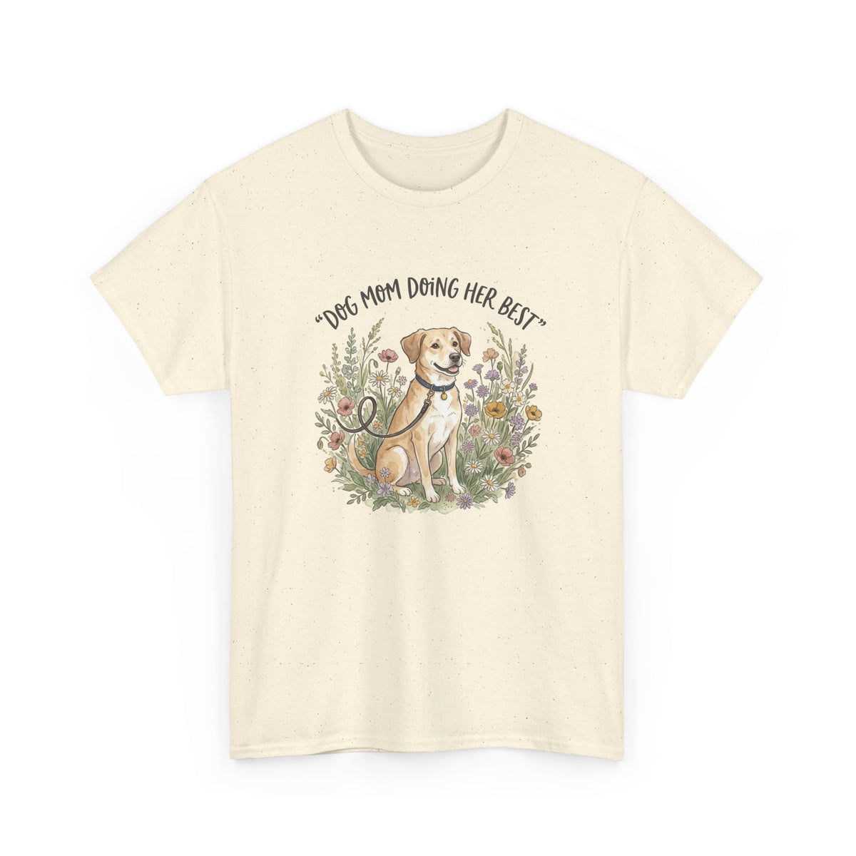 Dog Mom Tee — "Dog Mom Doing Her Best" Floral Labrador Shirt