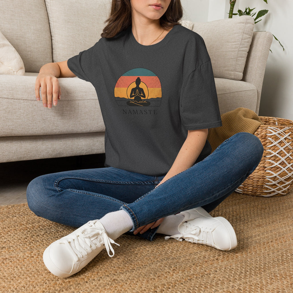 Namaste Yoga T-Shirt — Vintage Sunset Meditation Tee
