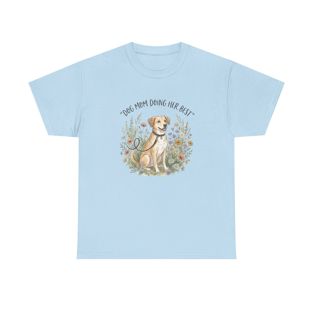 Dog Mom Tee — "Dog Mom Doing Her Best" Floral Labrador Shirt
